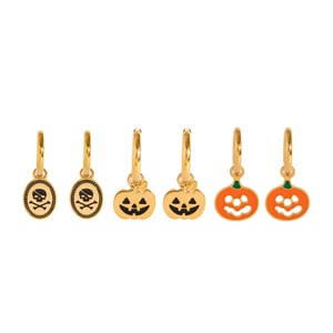 3 Pair Simple Series Punk Skull Stainless Steel  Gold Color Women's Earrings set h5 